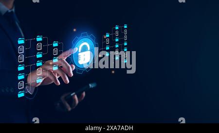 Data security concept, Concerns over data privacy and cybersecurity will continue to escalate. investment in robust cyber security measures to protect Stock Photo