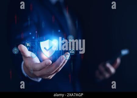 Network security system. Personal Data information on Tablet. Information and cyber security Technology Services. Internet Technology. Digital data pr Stock Photo