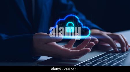 Technology Concept of cybersecurity, information security and encryption, secure access to user's personal information, secure Internet access, cybers Stock Photo