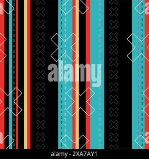 X and lines colorful modern  seamless pattern Stock Vector