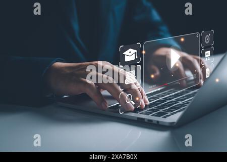 E-learning, Learning online with webinar, video clip tutorial, internet lessons, webinar, education online concept, video tutorial, education concept, Stock Photo