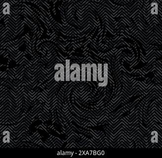 modern zig zag seamless pattern with waves black and grey background Stock Vector