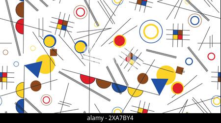 Modern geometric figures seamless pattern based on Vasili Kandinski art Stock Vector