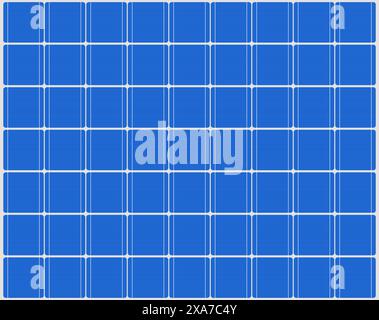 Blue solar panel pattern texture over gey bacjground. Ideal for clean energy, renewal energy and environmental Stock Vector