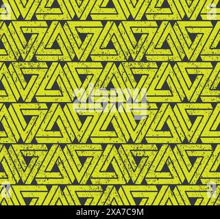 Green triangle worn out seamless pattern with dark grey background Stock Vector