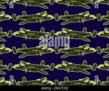 Vintage yellow and green Military bombardier set collage with violet metal geometric pattern at background Stock Vector