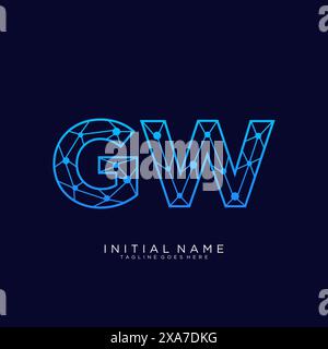 GW tech logo icon design template Stock Vector