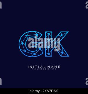 GK tech logo icon design template Stock Vector