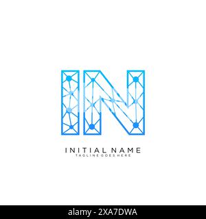 IN tech logo icon design template Stock Vector