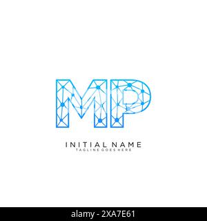 MP tech logo icon design template Stock Vector