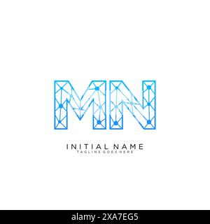 MN tech logo icon design template Stock Vector