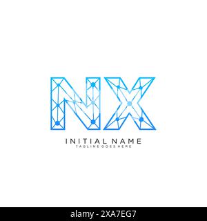 NX tech logo icon design template Stock Vector