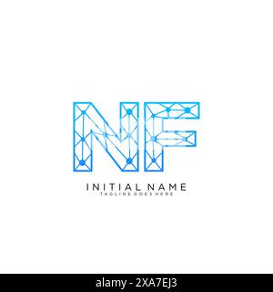 NF tech logo icon design template Stock Vector