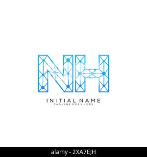 NH tech logo icon design template Stock Vector