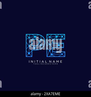 PE tech logo icon design template Stock Vector