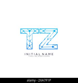 TZ tech logo icon design template Stock Vector