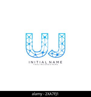 UJ tech logo icon design template Stock Vector