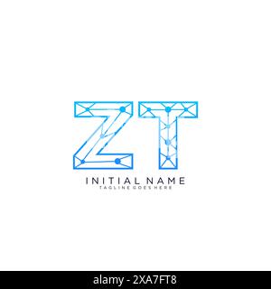 ZT tech logo icon design template Stock Vector