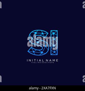 SI tech logo icon design template Stock Vector