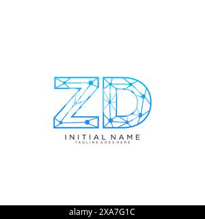 ZD tech logo icon design template Stock Vector