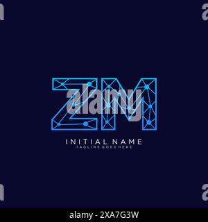 ZM tech logo icon design template Stock Vector
