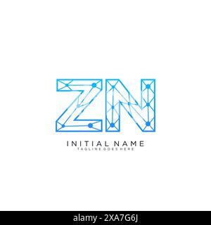 ZN tech logo icon design template Stock Vector