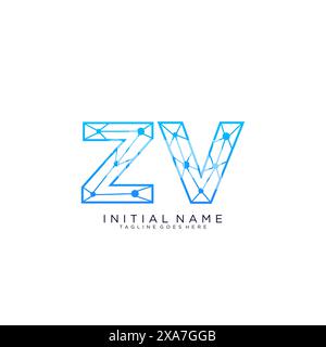 ZV tech logo icon design template Stock Vector
