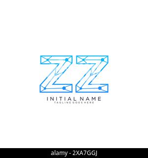 ZZ tech logo icon design template Stock Vector