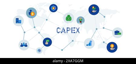 capex capital expenditure company business finance buying asset investment management Stock Vector