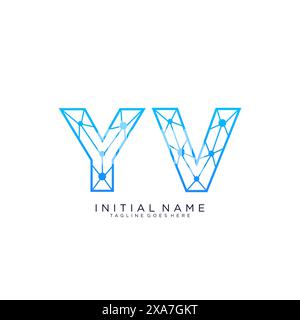 YV tech logo icon design template Stock Vector