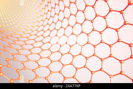 Carbon nanotubes, Nanotechnology, 3d rendering. 3d illustration. Stock Photo