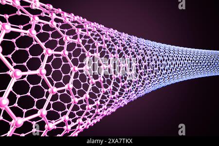 Carbon nanotubes, Nanotechnology, 3d rendering. 3d illustration. Stock Photo