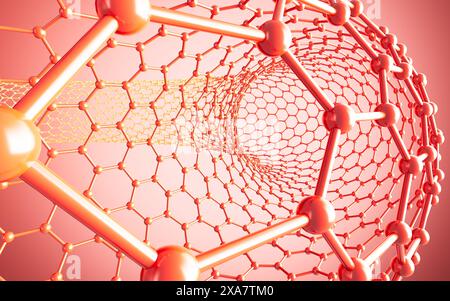 Carbon nanotubes, Nanotechnology, 3d rendering. 3d illustration. Stock Photo