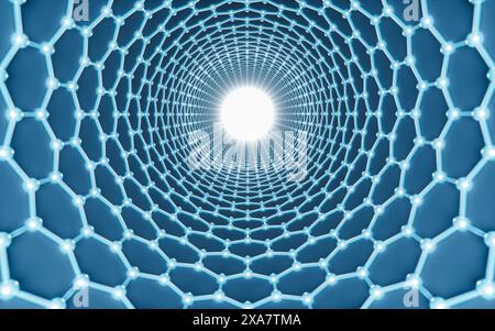 Carbon nanotubes, Nanotechnology, 3d rendering. 3d illustration. Stock Photo