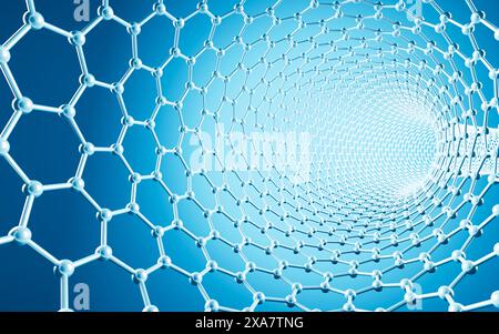 Carbon nanotubes, Nanotechnology, 3d rendering. 3d illustration. Stock Photo