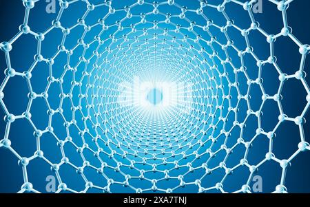Carbon nanotubes, Nanotechnology, 3d rendering. 3d illustration. Stock Photo