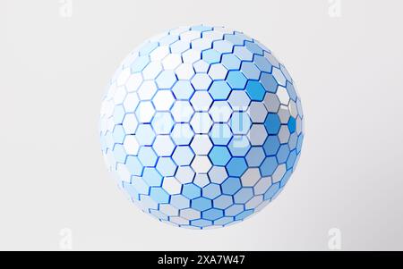 Hexagonal abstract sphere, 3d rendering. 3d illustration. Stock Photo