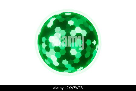Abstract hexagonal sphere, neon glowing sphere, 3d rendering. 3d illustration. Stock Photo