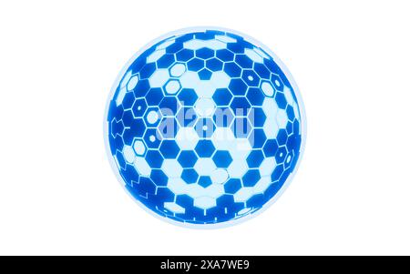 Abstract hexagonal sphere, neon glowing sphere, 3d rendering. 3d illustration. Stock Photo