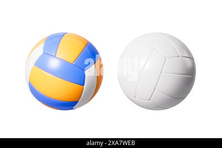 Cartoon volleyballs in the white background, 3d rendering. 3d illustration. Stock Photo