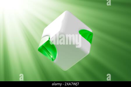 Cartoon cubes, cube and glass, 3d rendering. 3d illustration. Stock Photo
