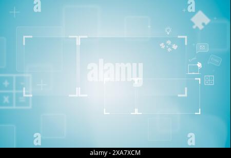 System engineering. Programming. Blue futuristic background with business and education elements. Stock Photo