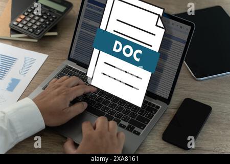 Google Doc on Laptop computer displaying Business documents Data analytics Google Docs Stock Photo