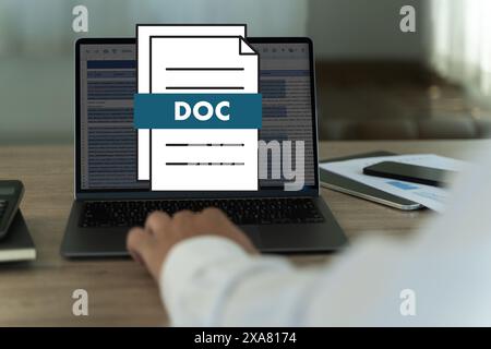 Google Doc on Laptop computer displaying Business documents Data analytics Google Docs Stock Photo
