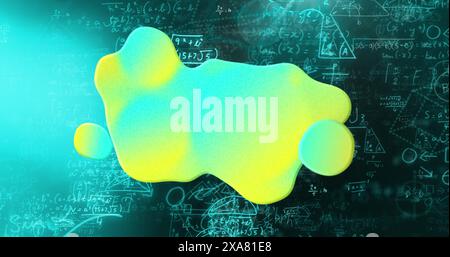 Image of glowing blob over mathematical data processing Stock Photo