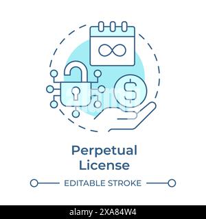 Perpetual license soft blue concept icon Stock Vector