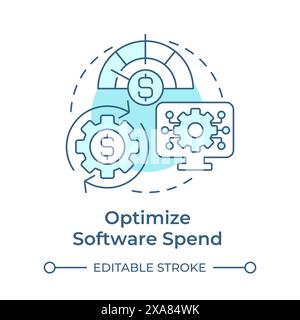 Optimize software spend soft blue concept icon Stock Vector