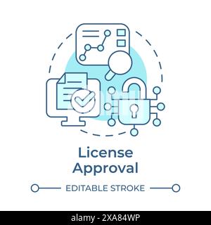 License approval soft blue concept icon Stock Vector
