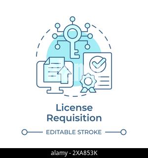 License requisition soft blue concept icon Stock Vector