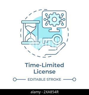 Time-limited license soft blue concept icon Stock Vector